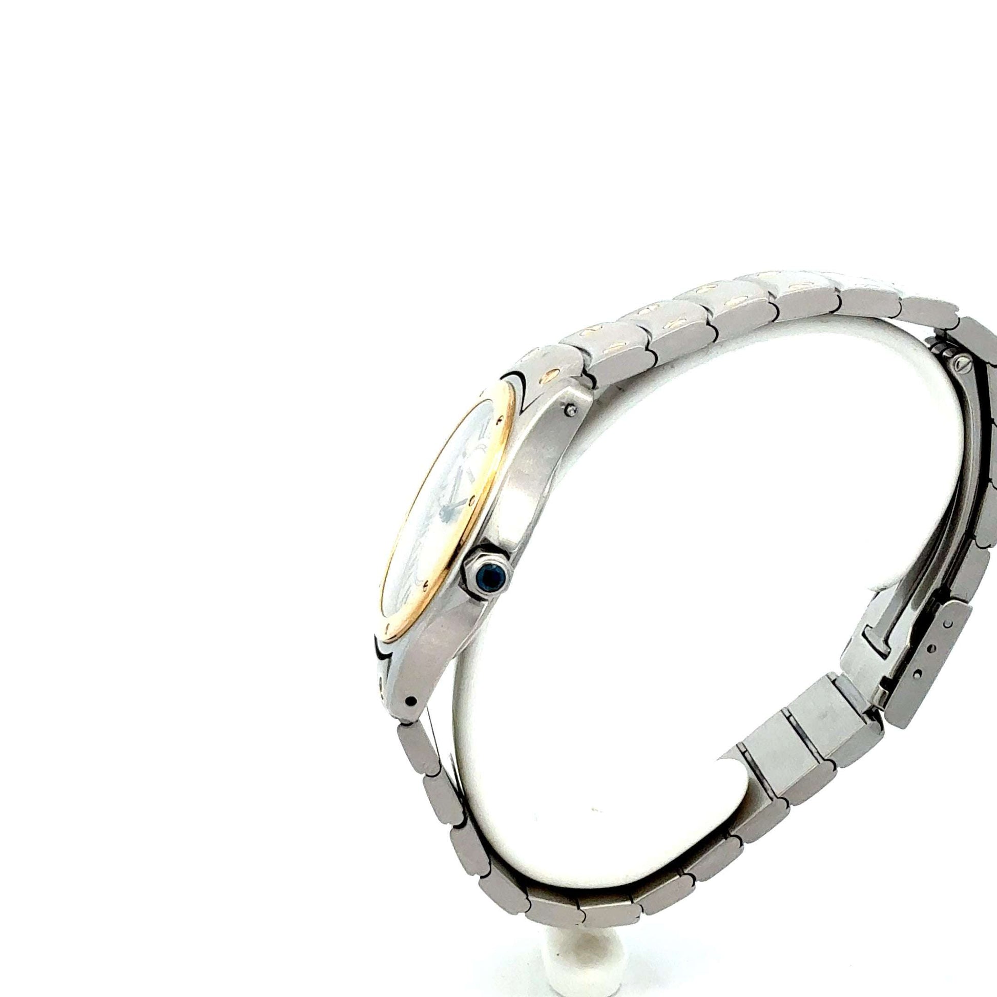 Cartier Santos Ronde Edelstahl und 18K Gold Uhr, mit Originalbox und Zertifikat, stilvolle Herrenuhr, elegante Schmuckuhr