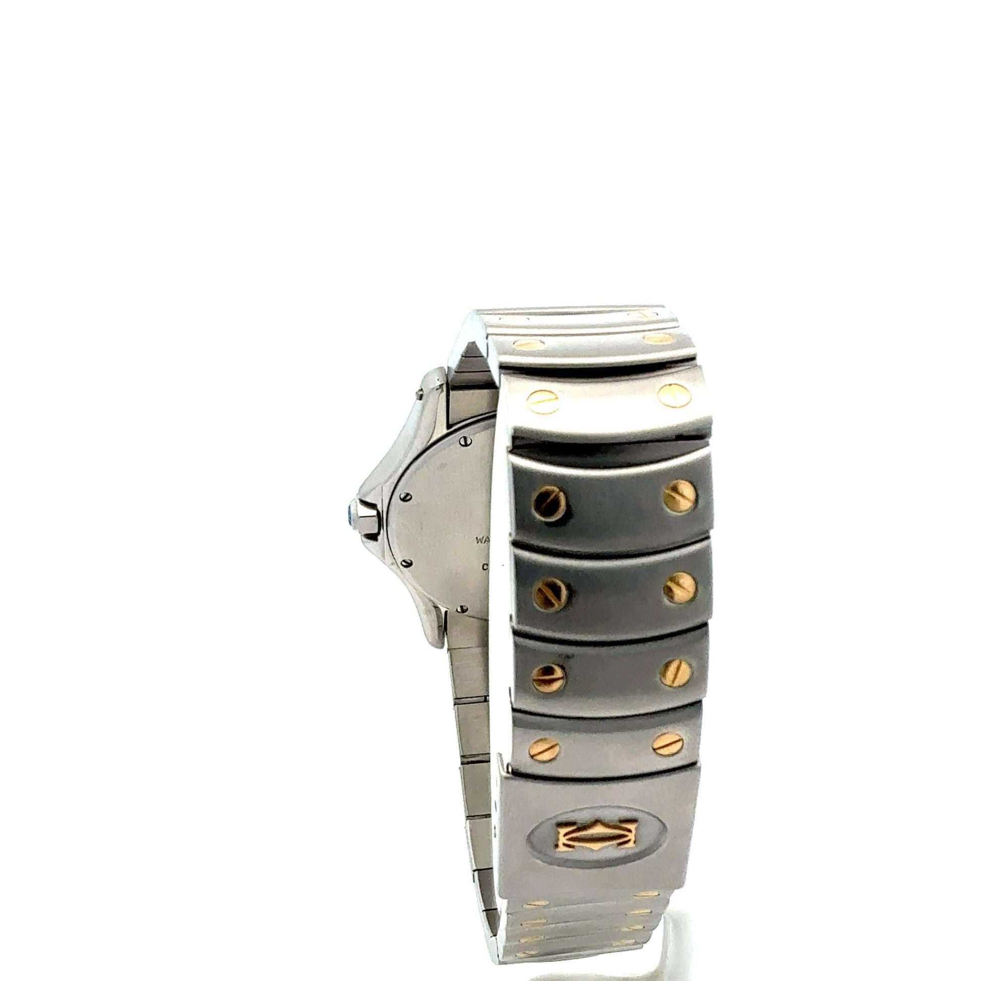 Cartier Santos Ronde Damenuhr aus Edelstahl und 18K Gold, mit Box und Zertifikat, elegante Uhr von Juwelier Alen.