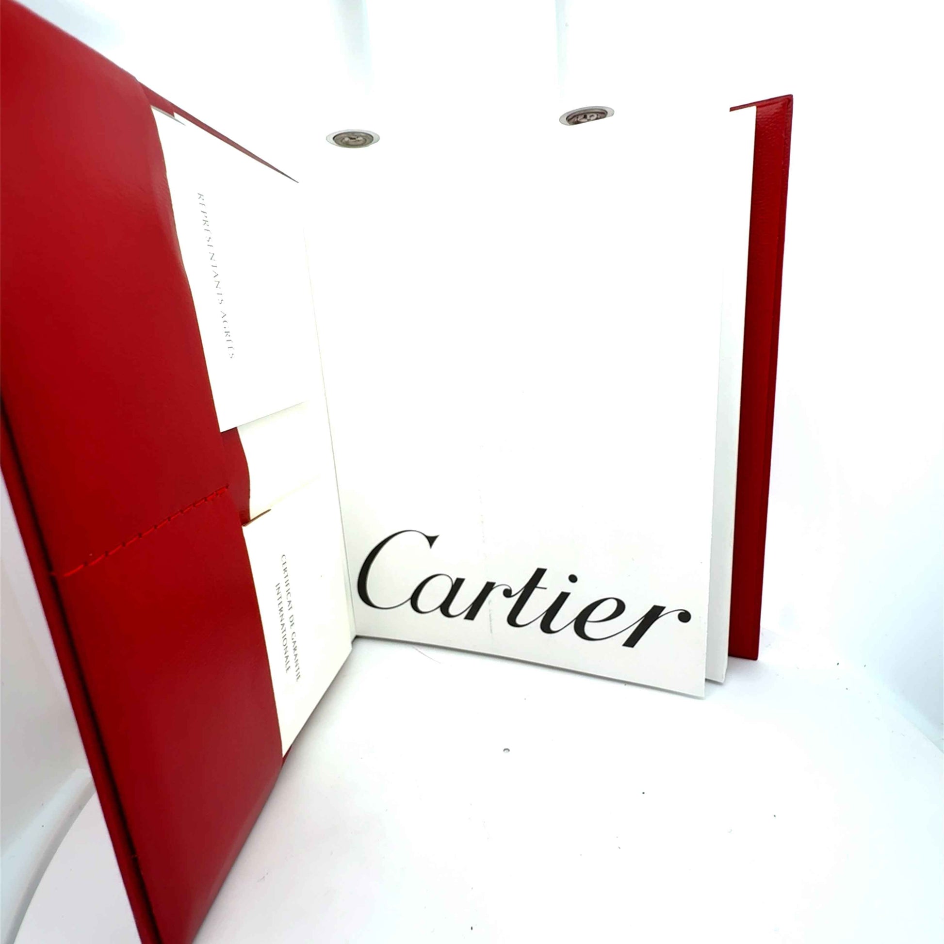 Cartier Santos Ronde Damenuhr aus Edelstahl und 18K Gold, mit Box und Zertifikat, zeigt elegantes Design und feine Details.