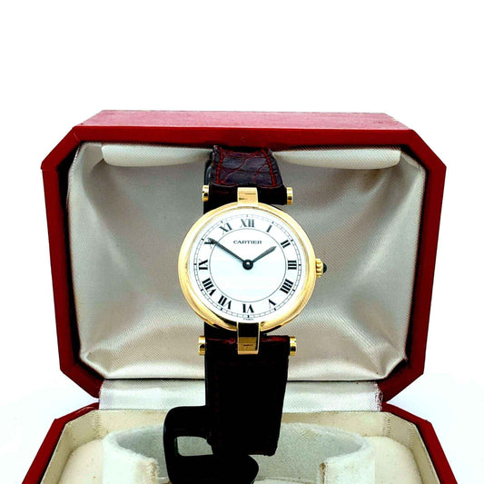 Goldene Cartier Vendôme Must de Cartier Uhr aus 18K Gelbgold mit Originalbox, elegante Damenuhr von Juwelier Alen.
