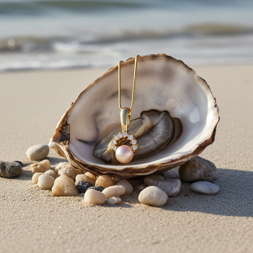 Anhänger aus 585er Gelbgold (14 Karat) mit Zirkonia und Süßwasserperle