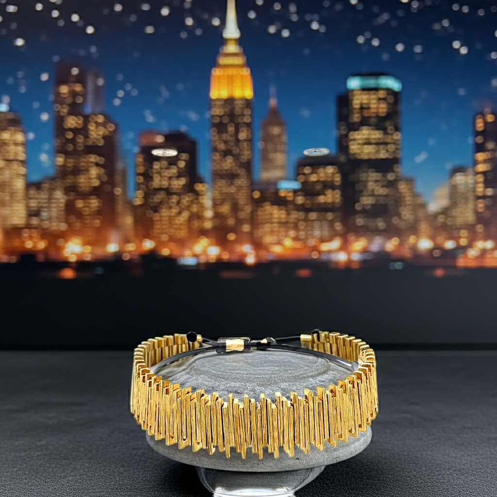 Statement-Armband "Skyline" | Gold & Schwarz | Geometrisch & Verstellbar