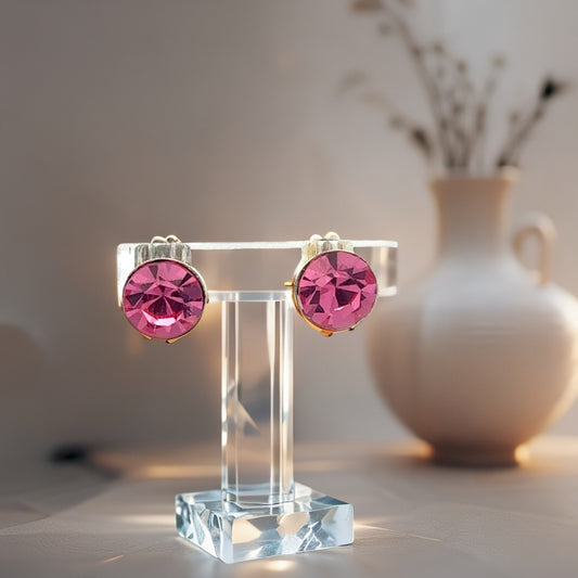 💎 Ohrring Silber 925 – 2,10 g mit pinken Glassteinen