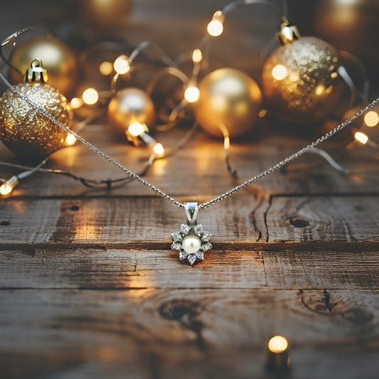 Kette Silber 925 – 3,35 g, 45 cm mit Perlen- und Zirkonia-Anhänger