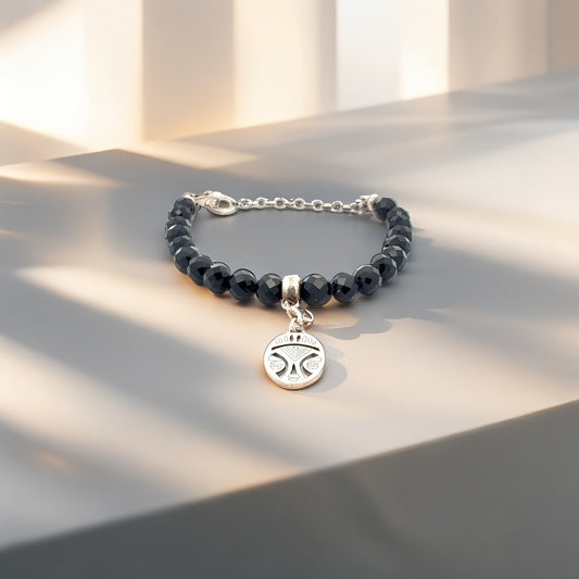 Thomas Sabo Armband – schwarze Perlen mit emailliertem Silber-Charm – 12,76 g