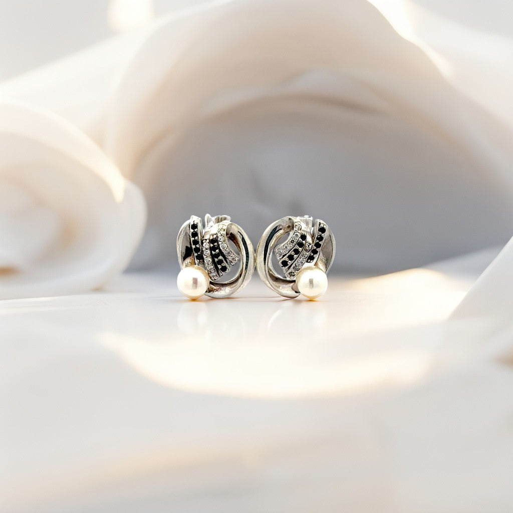 Edle 925er Silber-Ohrringe mit synthetischen Steinen & Perlen – 8,13 g