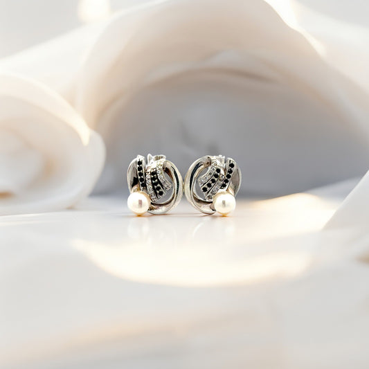 Edle 925er Silber-Ohrringe mit synthetischen Steinen & Perlen – 8,13 g