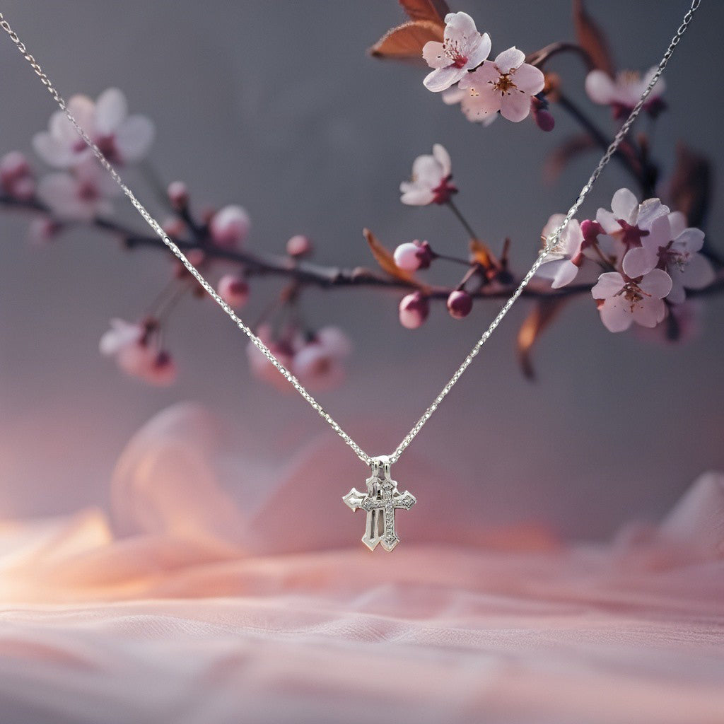 Silberkette 2,07 g – 925 – 46 cm – Zwei Kreuzanhänger