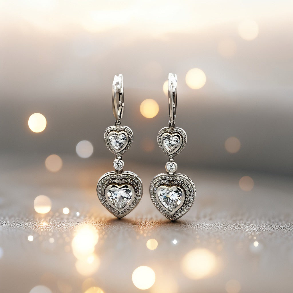 Elegante 925er Silber-Ohrringe – 10,10 g – mit wunderschönen Zirkonia in Herzform