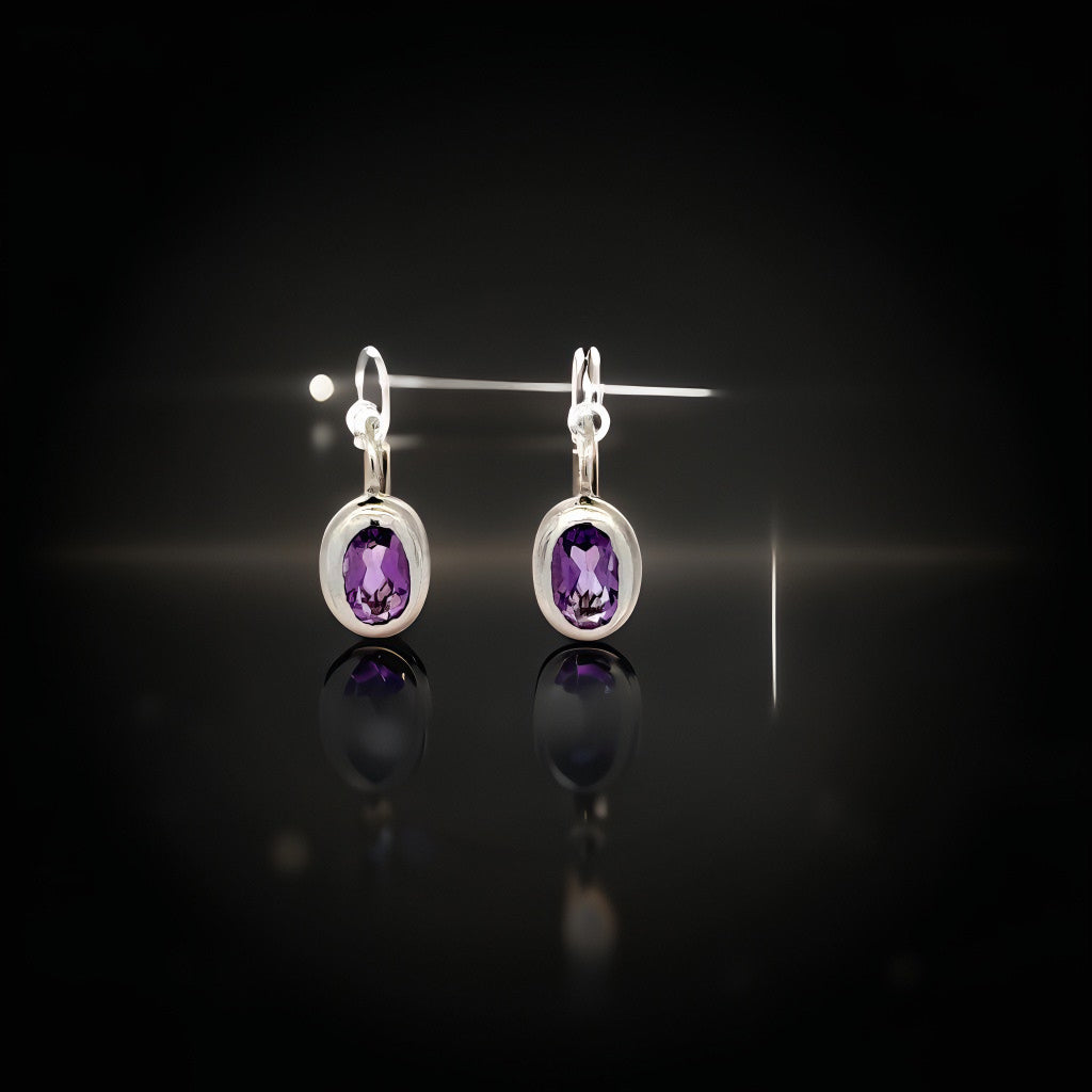 Ohrringe in 585 Weißgold mit Amethyst