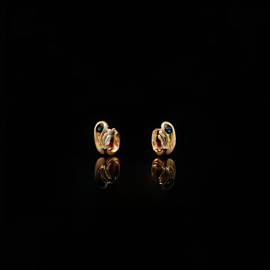 Gelbgold Ohrringe 333 – mit 2 Saphiren – ca. 0,10 ct gesamt