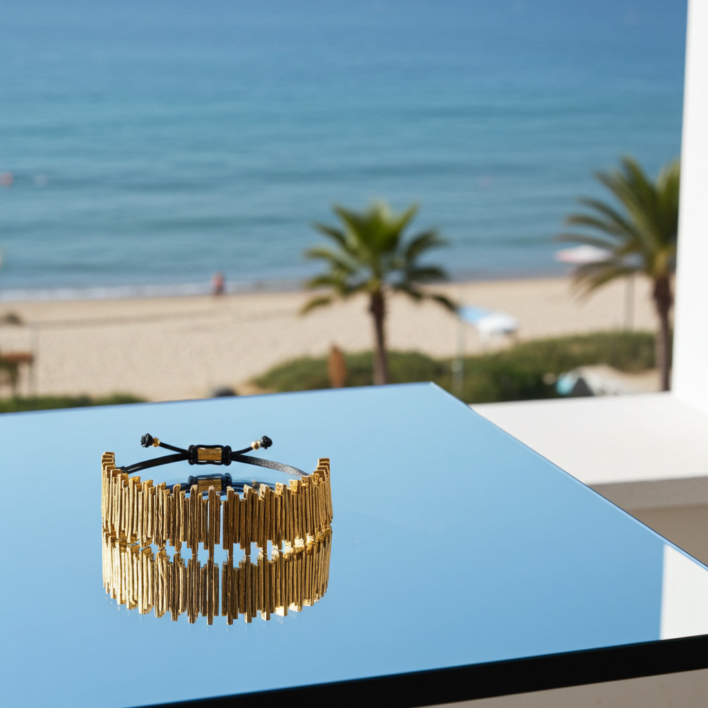 Statement-Armband "Skyline" | Gold & Schwarz | Geometrisch & Verstellbar