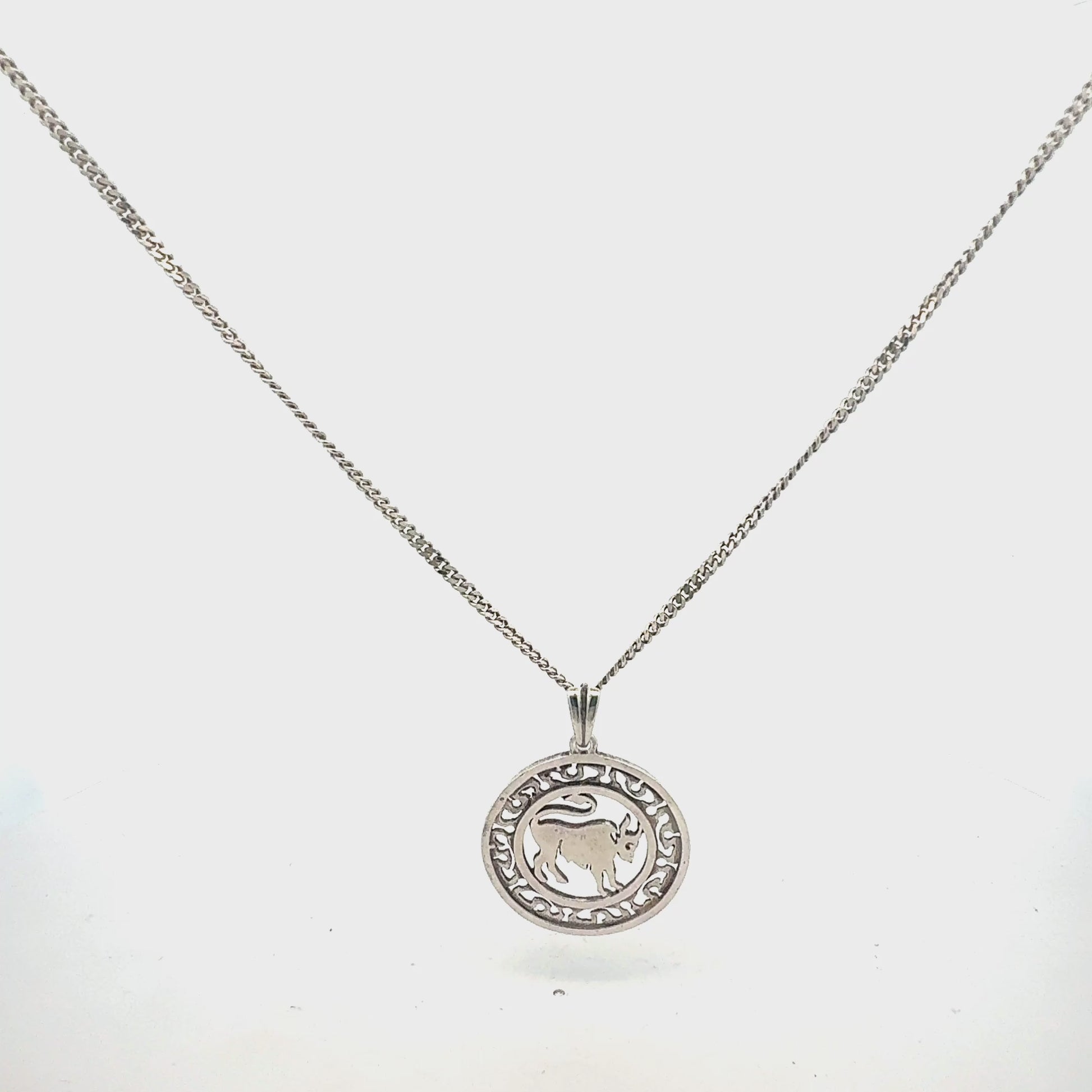 Silberkette 925 mit Stier-Anhänger 42cm - Produktvideo zeigt Details