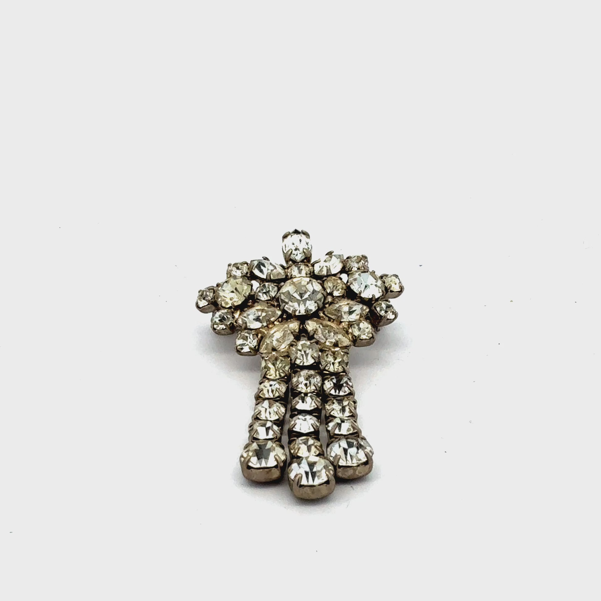 925er Silber Brosche mit Zirkonia-Steinen -Videoansicht der luxuriösen Verarbeitung