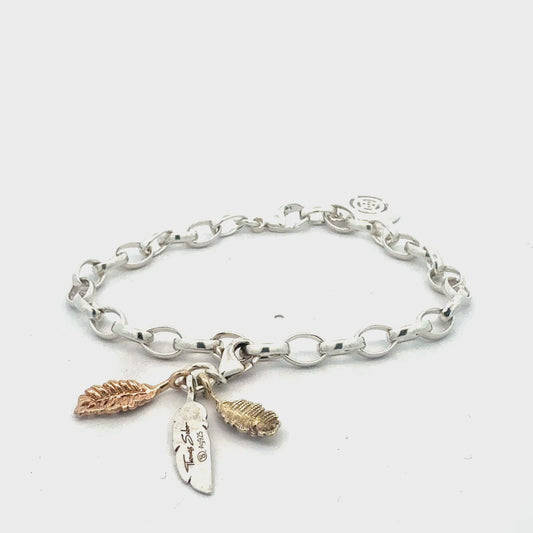 Thomas Sabo Armband Silber 925 – 10,48 g, 20 cm mit Blätter-Anhänger (rosé vergoldet)