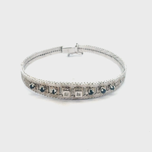 Armband Silber 925 – 16,86 g, 20 cm mit blauen Steinen & Zirkonia