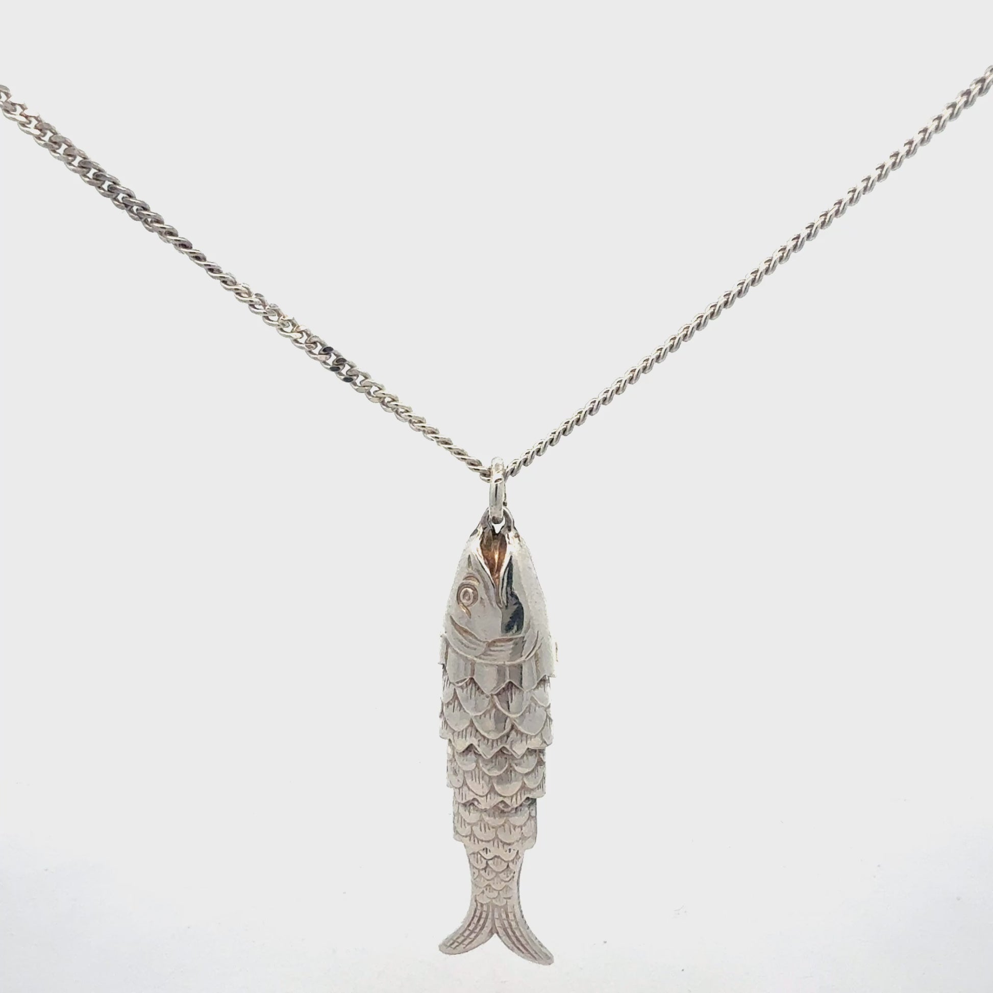 925 Sterling Silber Kette mit Fisch-Anhänger - Video Präsentation
