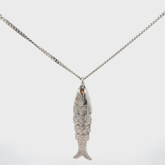 925 Sterling Silber Kette mit Fisch-Anhänger - Video Präsentation