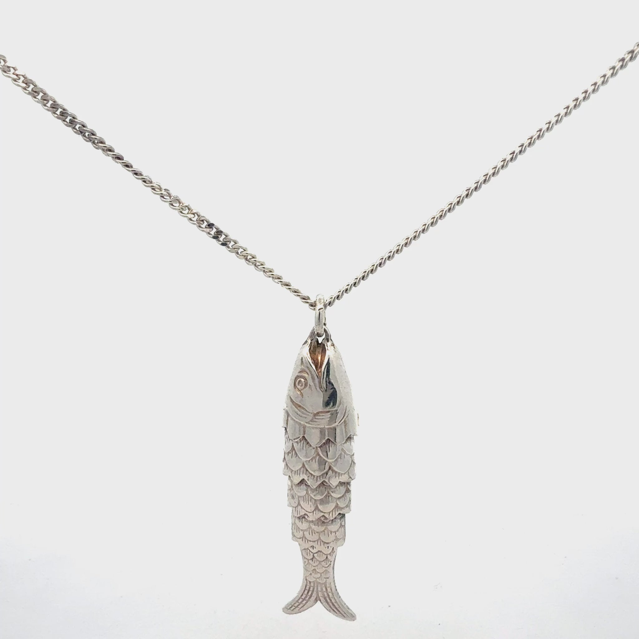 925 Sterling Silber Kette mit Fisch-Anhänger - Video Präsentation