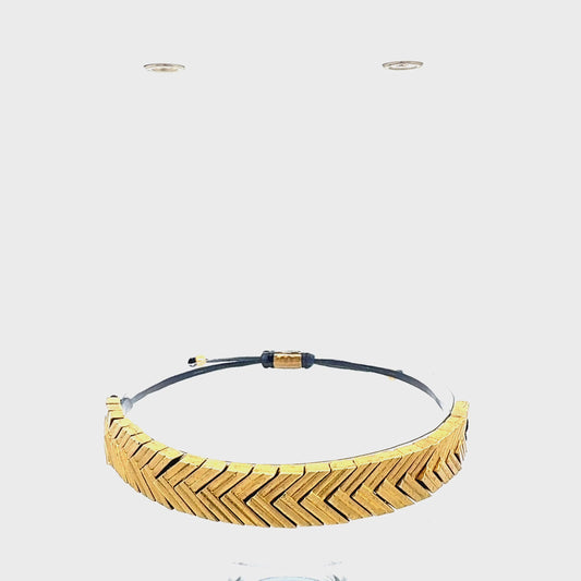 Statement-Armband "Momentum" | Gold & Schwarz | Fischgrätmuster | Verstellbar