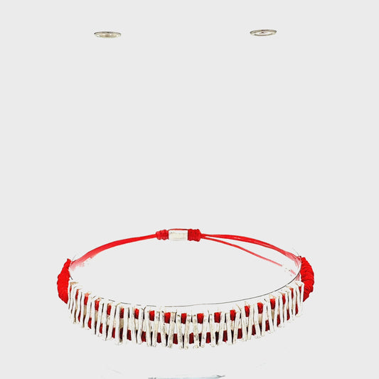 Statement-Armband "Dynamik" | Silber & Rot | Geometrisch & Verstellbar