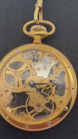 Exquisite EMKA Genève Doppel-Skelett-Taschenuhr