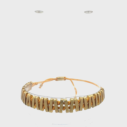 Elegantes Bronze-Armband "Meridian" | Gold & Beige | Handgefertigt & Verstellbar