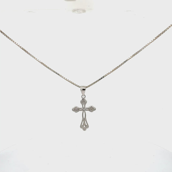 Kette Silber 925 mit Kreuz Anhänger (Zirkonia besetzt)