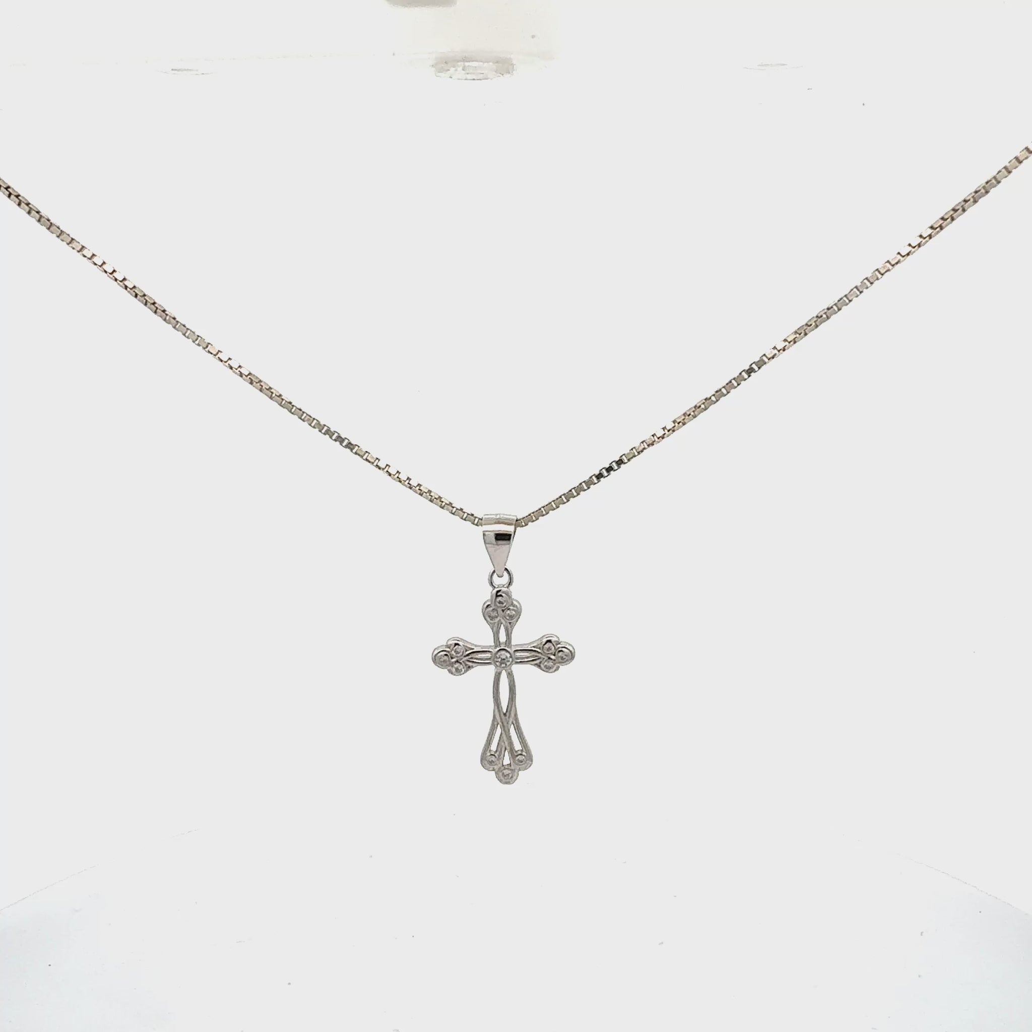 Kette Silber 925 mit Kreuz Anhänger (Zirkonia besetzt)