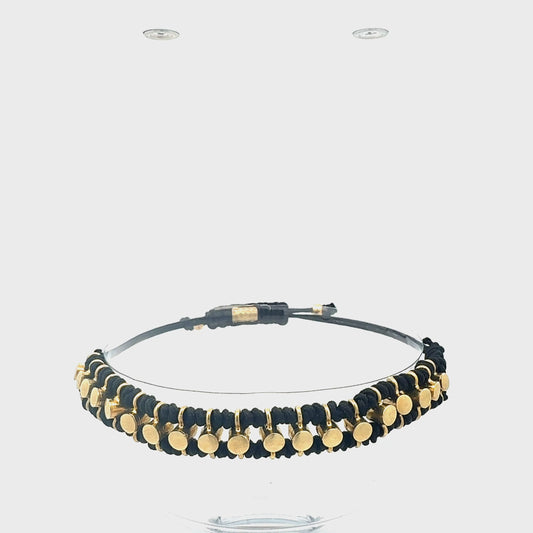Handgeknüpftes Makramee-Armband "Aurelia" | Gold & Schwarz | Verstellbar