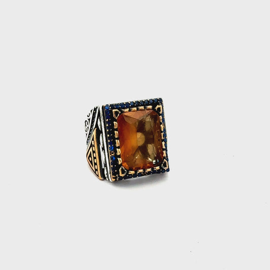 Silberring 925 – teilvergoldet – Größe 64 – 18,48 g – Zultanit Hauptstein