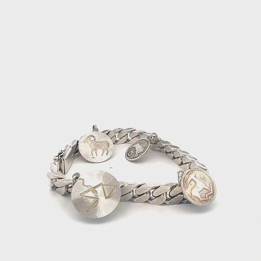 Armband Silber 925 – 55,81 g, 21 cm mit Sternzeichen-Anhängern