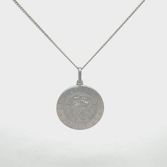 Silberkette 925 St. Christopher Medaillon - Produktvideo zeigt Details