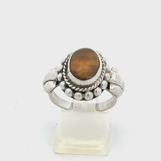 Ring Silber 925 mit Tigerauge – 6,47 g, Größe 57