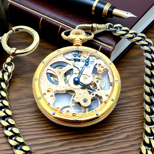 Exquisite EMKA Genève Doppel-Skelett-Taschenuhr