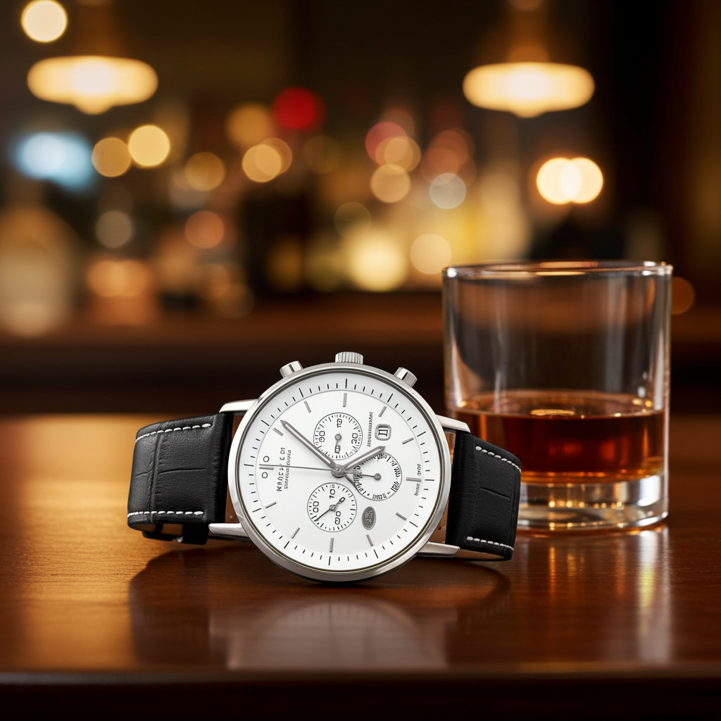 Haas & Cie Herren Chronograph | Swiss Made | Edelstahl | Lederarmband | Klassisch