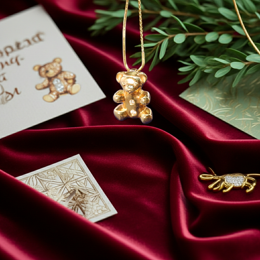 Bär-Anhänger aus 585er Gelbgold (14 Karat) mit Diamanten